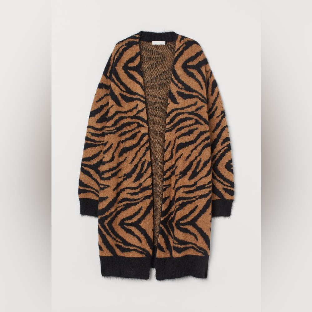H&M Zebra Print Jacquard-knit Cardigan